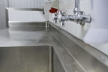 Professional kitchen, view counter in steel