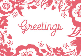 Frame made of flowers and stars in pink. Vector design.