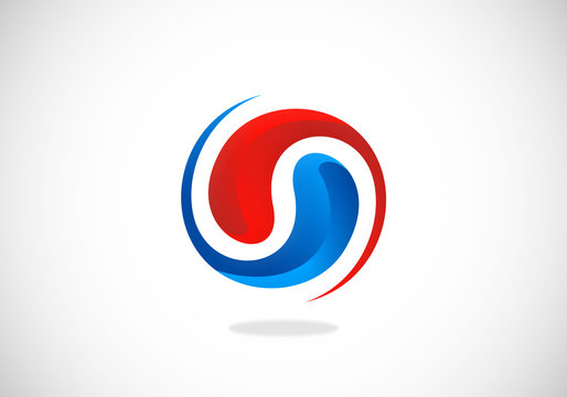 Circle Blue Red Swirl Vector Logo