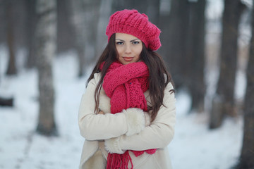 winter snow portrait of beauty