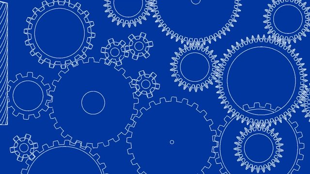 Gear cogs rotating system gearbox blueprint mechanism
