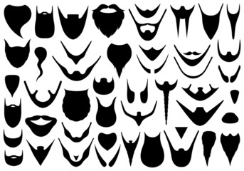 Set of different beards isolated on white