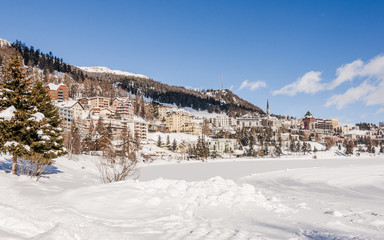 St. Moritz, Dorf, Bergdorf, Sankt Moritz, Alpen, Schweizer Berge, St. Moritzersee, Winterferien,...