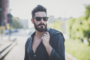 young handsome attractive bearded model man