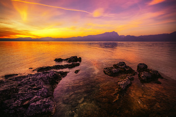 Obraz premium Sunset at the lake