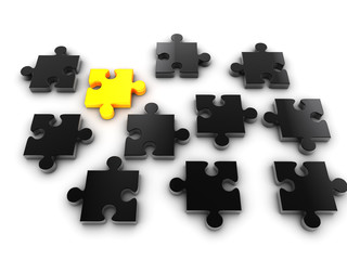 Golden piece of puzzle