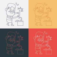 Character illustration design. Businessman broken computer carto