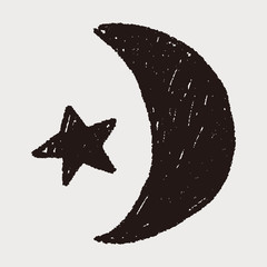 moon and star doodle drawing