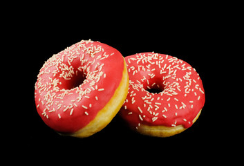 Donuts on black background