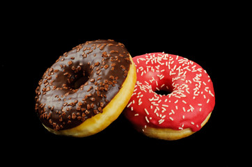 Donuts on black background