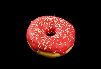 Donut on black background