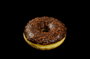 Donut on black background