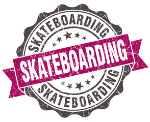 Obraz premium skateboarding grunge violet seal isolated on white