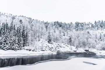House in the mountains on winter