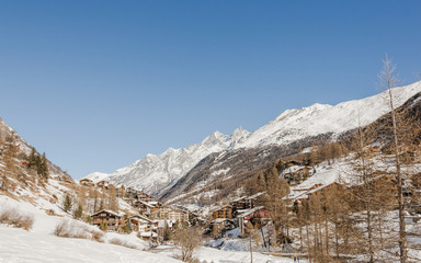 Zermatt, Walliser Dorf, Alpen, Winterferien, Furi, Schweiz