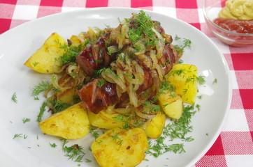 pork sausages with potato