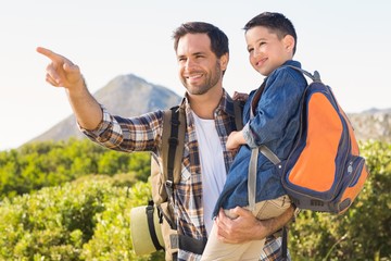 Father and son on a hike together