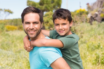 Father and son in the countryside