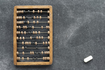 vintage abacus with chalk - obrazy, fototapety, plakaty