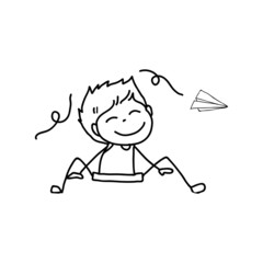 hand drawing cartoon character happy kids