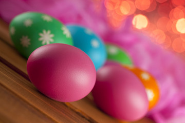 Easter eggs on pink background