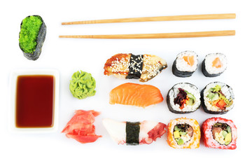 Sushi pieces collection isolated on white