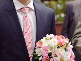 Pink Tie and Bouquet