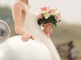 Bride at Retro Car