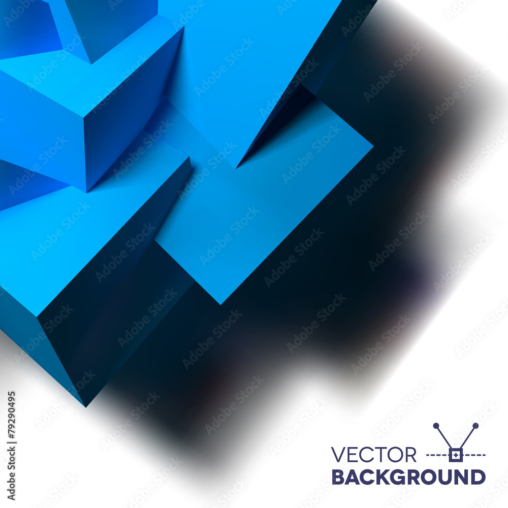 Poster Abstract background with overlapping blue cubes