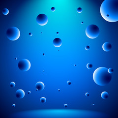 Abstract conceptual room with flying lightened balls