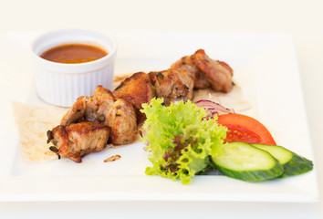 Pork bbq barbecue on a plate