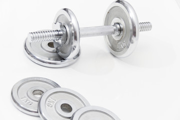 Black dumbbells and loose weights