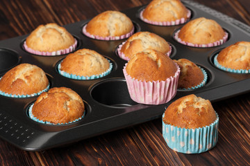 Plain Cupcakes In Baking Tray