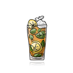 Glass with cocktail, sketch for your design