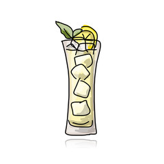 Glass with cocktail, sketch for your design