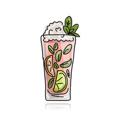 Glass with cocktail, sketch for your design