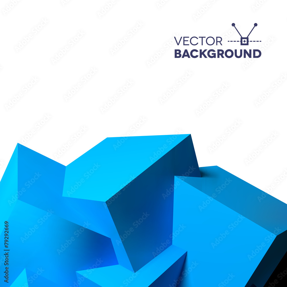Poster Abstract background with overlapping blue cubes
