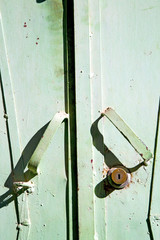 metal rusty  brown    morocco in africa the green  safe padlock