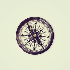 Vintage compass  on white background, retro vintage