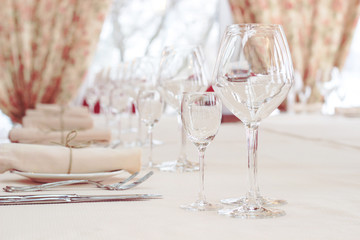 interior of the cafe . table setting