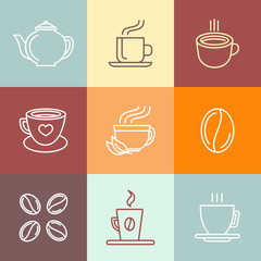Vector set of coffee logos and icons