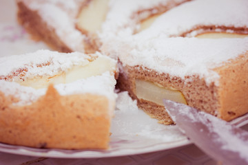 biscuit cake with icing sugar