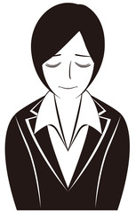 ビジネスパーソン：「お詫びする」女性会社員-モノクロ版