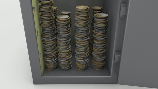 monete che finiscono nella cassaforte
