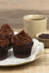 Chocolate Cupcakes. Selective focus.