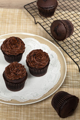 Homemade Chocolate Cupcakes. Selective focus.