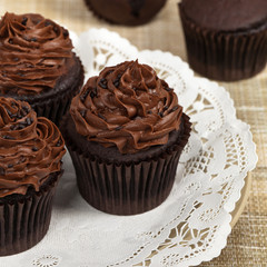 Homemade Chocolate Cupcakes. Selective focus.