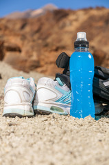 Sport equipment on mountain background. Volcan Teide