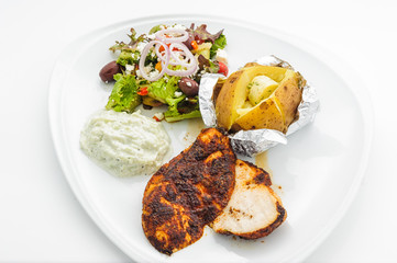 Baked pork witn baked potato in foil