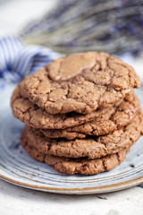 Stack of chocolate cookies